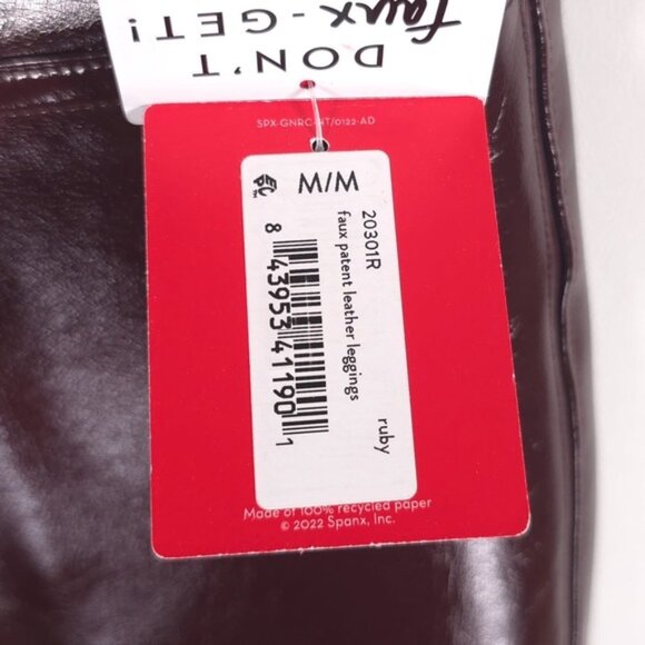 NWT SPANX Women’s Faux Patent Leather Liquid Gloss LEGGINGS 20301R Ruby MEDIUM - Picture 12 of 16